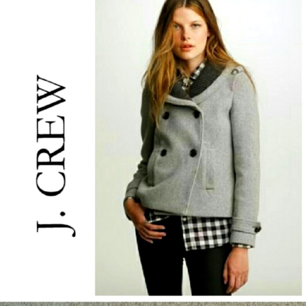 J. Crew Stadium Cloth Sasha Peacoat Gray Wool Blend Nello Gori 2